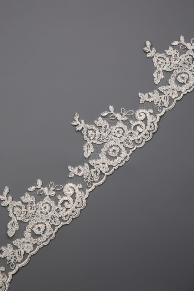 110T Ivory Corded Floral Lace Edging (Limited Stock) - Image 2