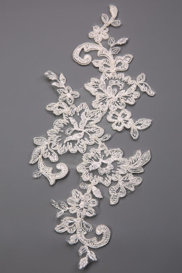 A61430C Ivory Corded Floral Lace Applique (Limited Stock) - Image 2
