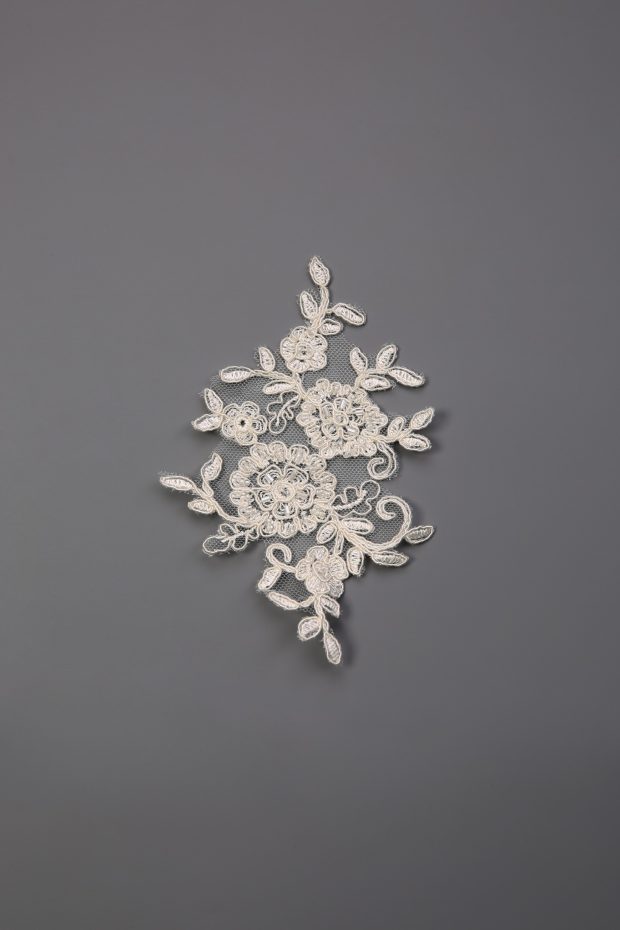 F1355CB Ivory Beaded Floral Lace Applique (Limited Stock)